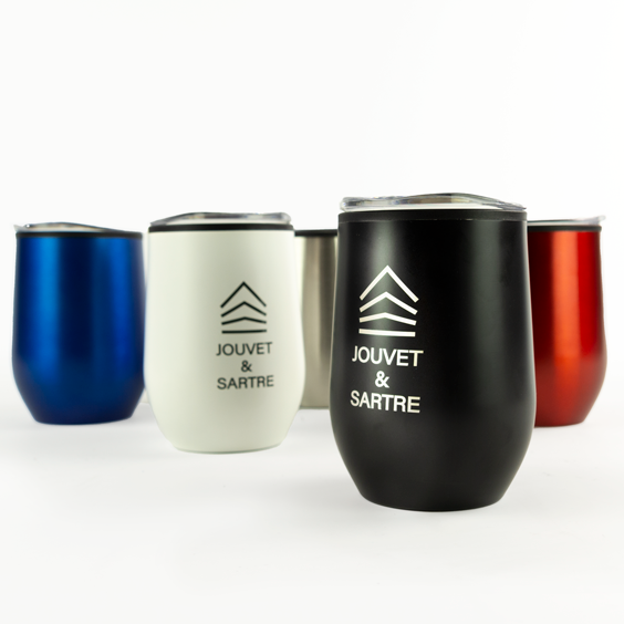 Tasse de café en acier inoxydable isolé, tasse de camping à double paroi  avec couvercle et manche de 280 ml